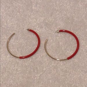 Jenny Bird red and gold hoop earrings